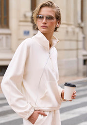 Zip-Sweatshirt - 939-offwhite - Weiß