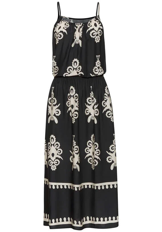 Strandkleid Midi aus Viskose - 8726-black-sand - Schwarz