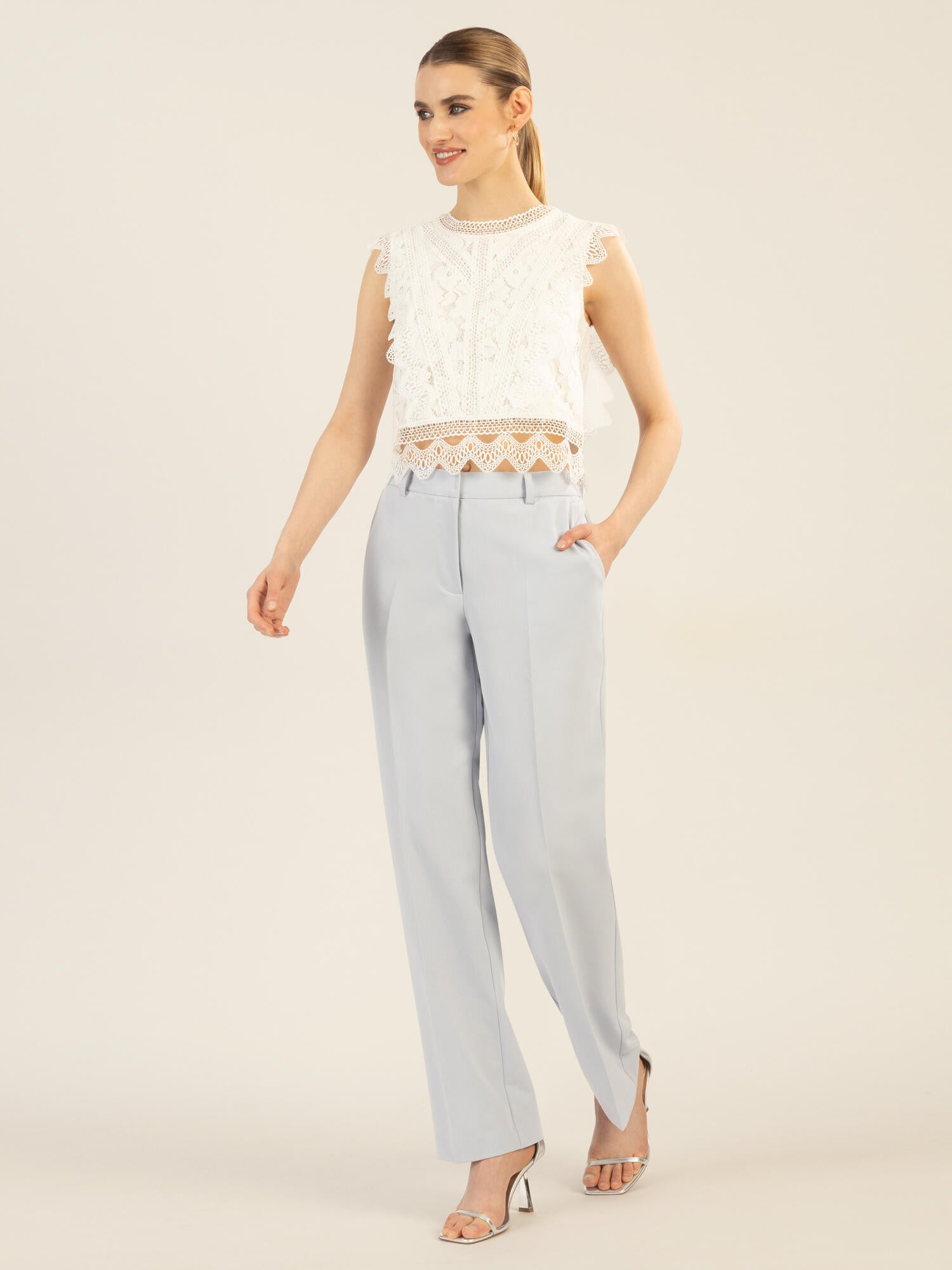 Top aus Spitze - creme - Weiß