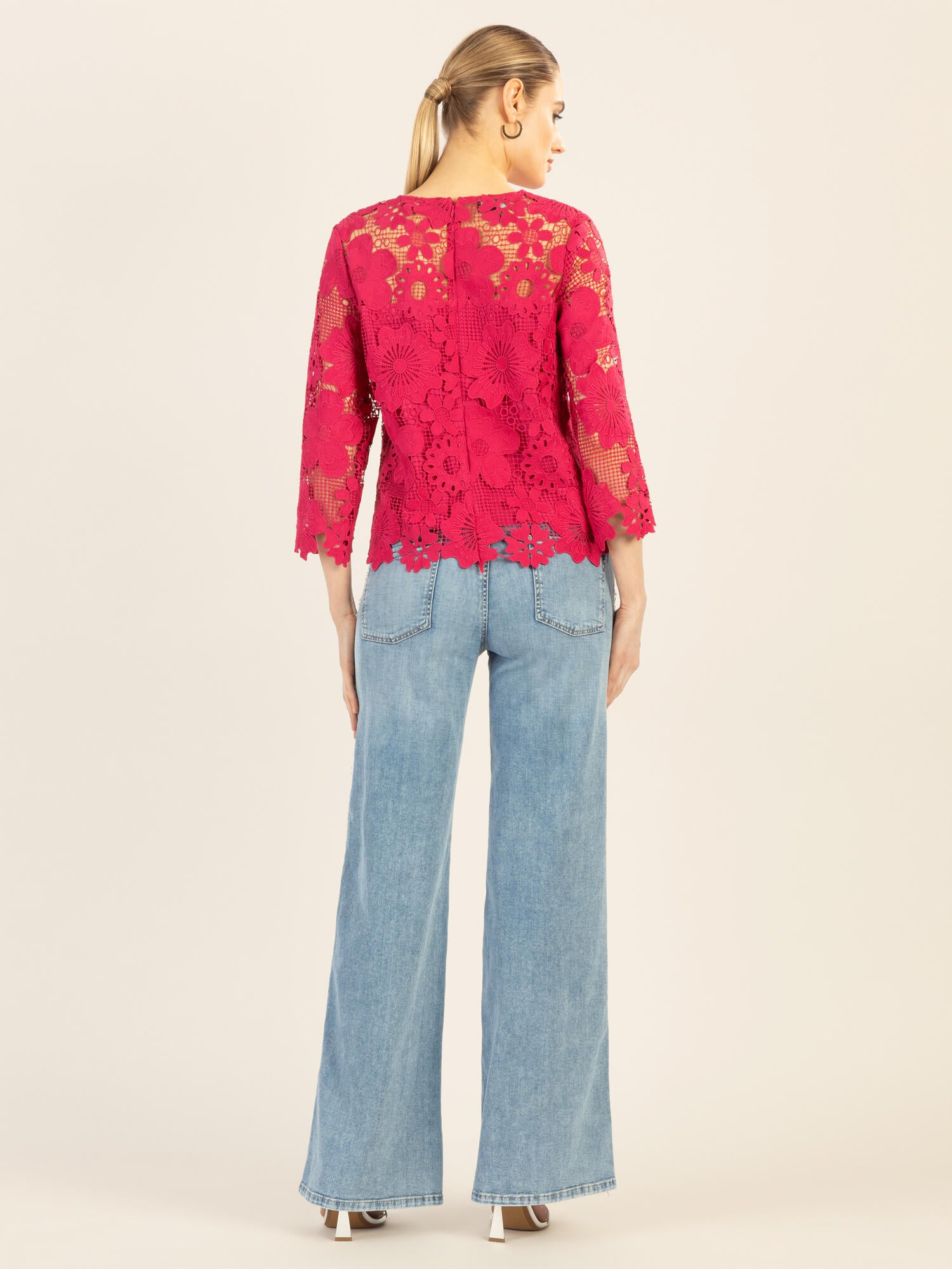 Bluse aus Spitze - pink - Pink