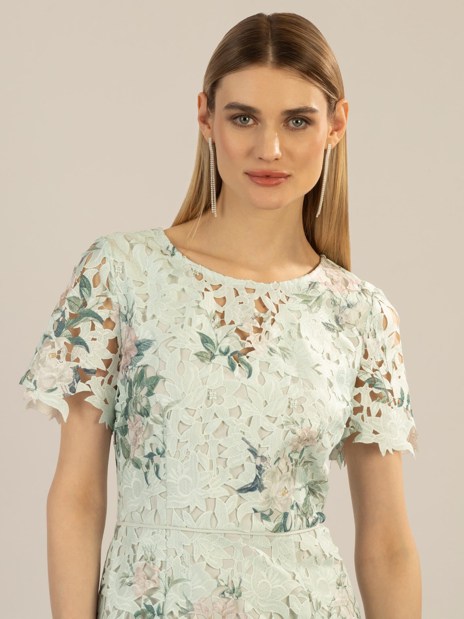 Cocktailkleid aus Spitze - jade-multicolor - Grün