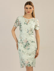 Cocktailkleid aus Spitze - jade-multicolor - Grün