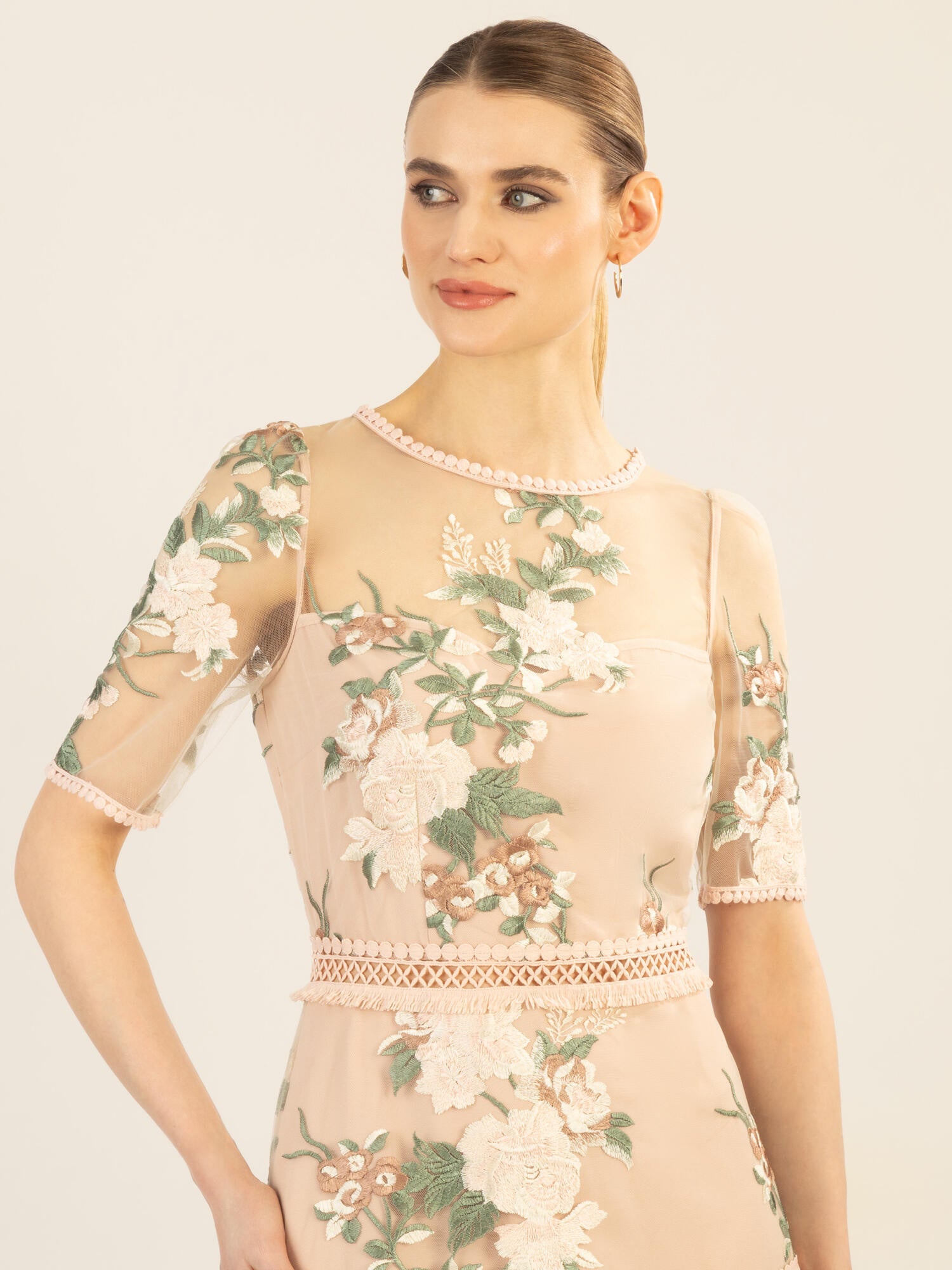 Cocktailkleid mit floralem Muster - nude-multicolor - Rosa