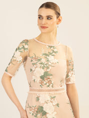 Cocktailkleid mit floralem Muster - nude-multicolor - Rosa