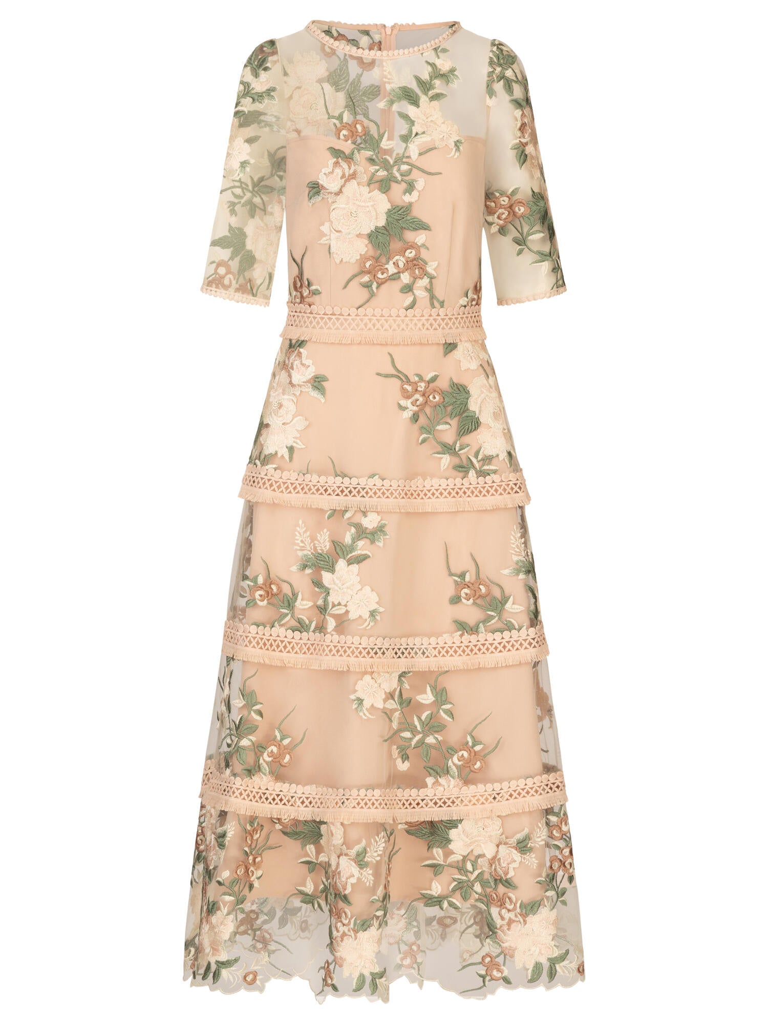 Cocktailkleid mit floralem Muster - nude-multicolor - Rosa