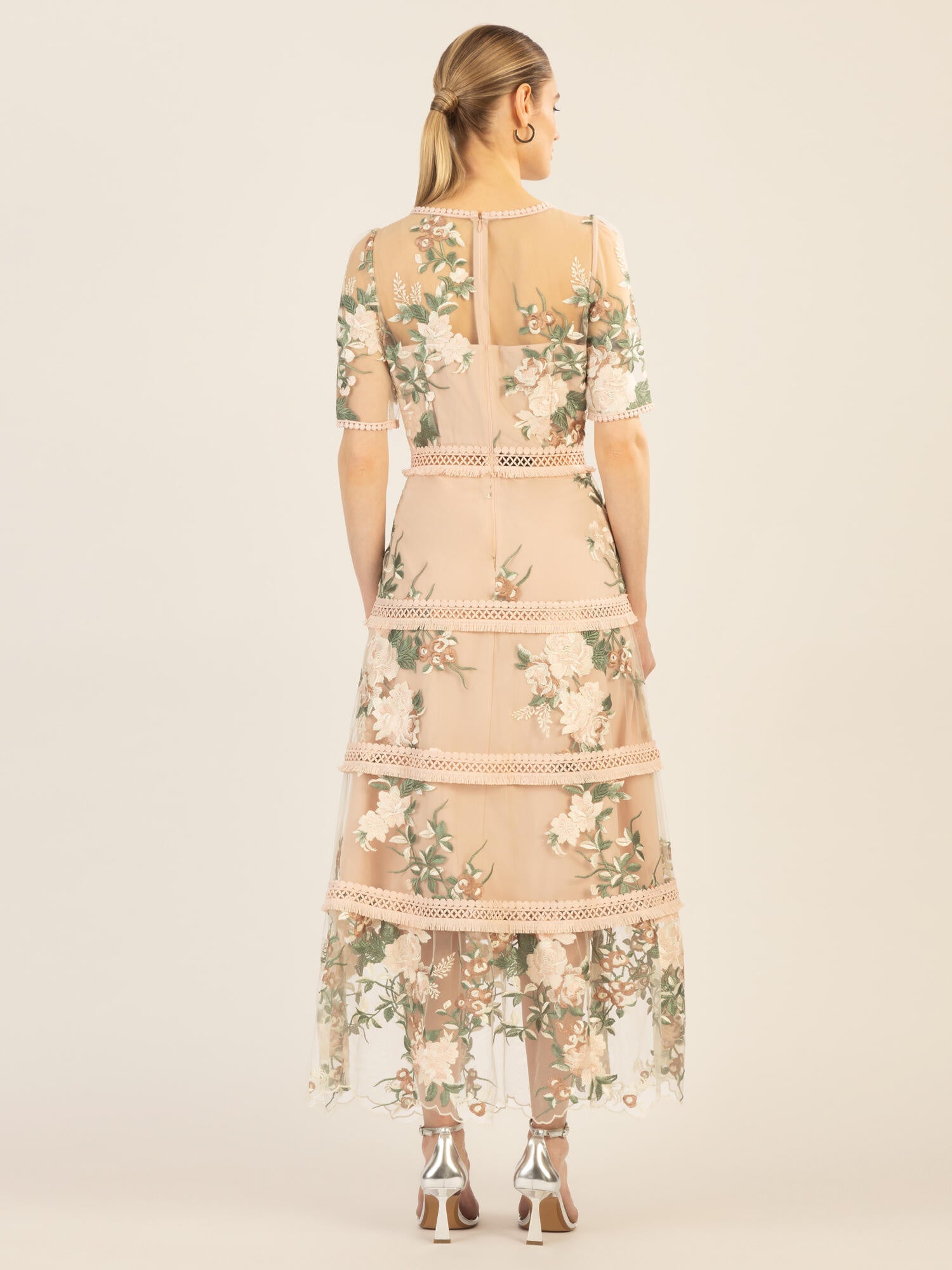 Cocktailkleid mit floralem Muster - nude-multicolor - Rosa