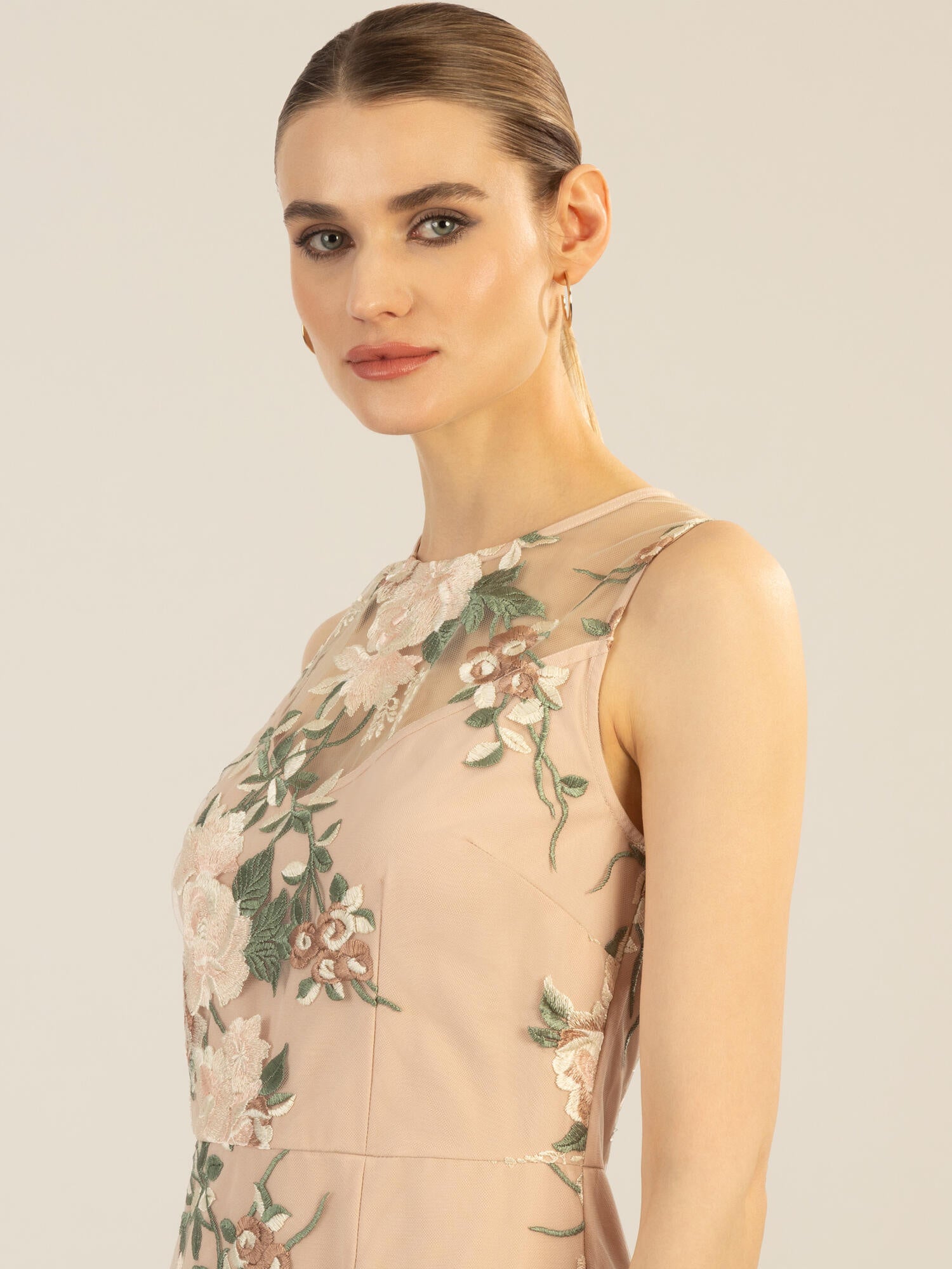 Cocktailkleid mit floralem Muster - nude-multicolor - Rosa