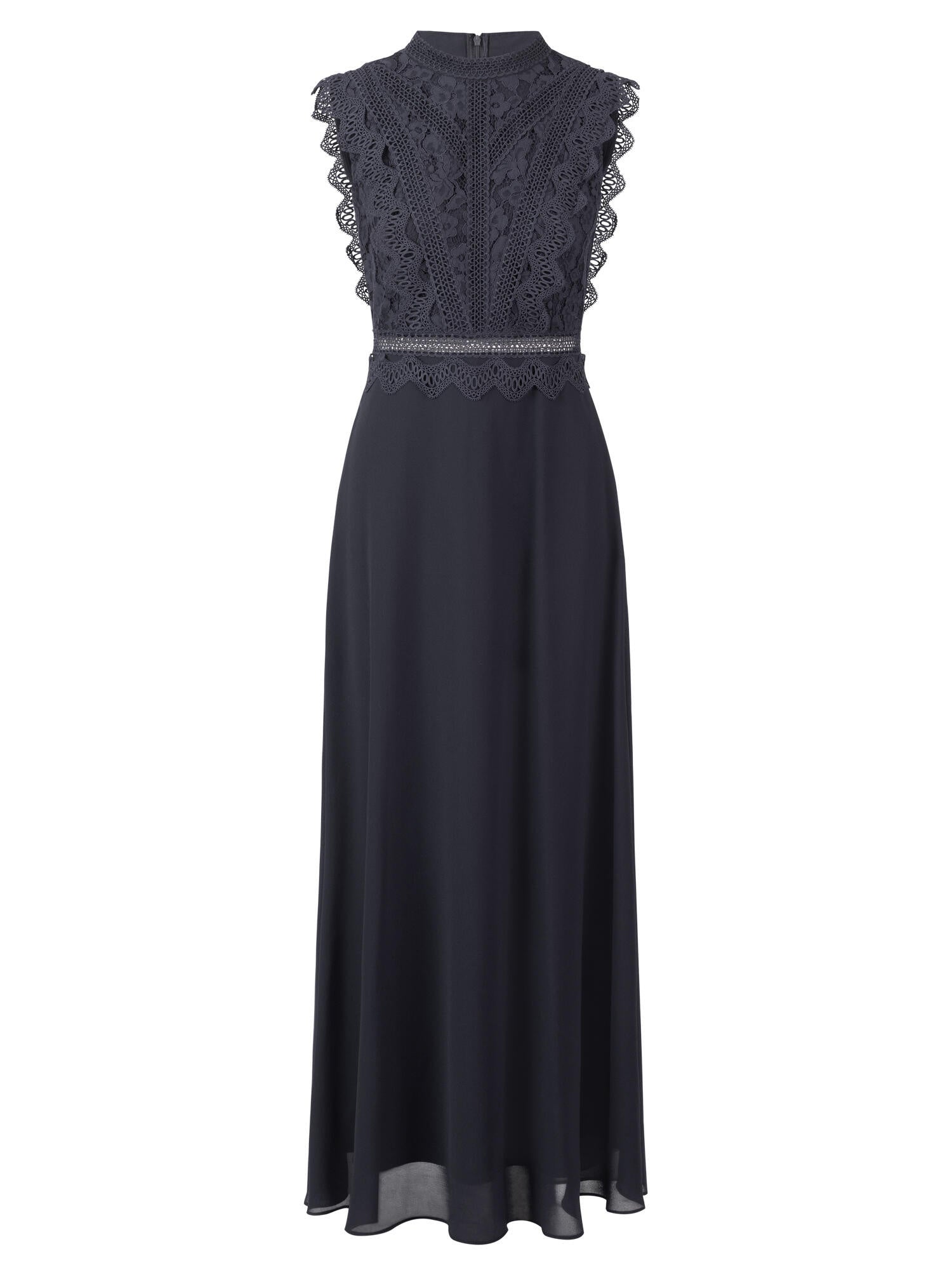 Abendkleid Maxi mit Spitze - nachtblau - Blau