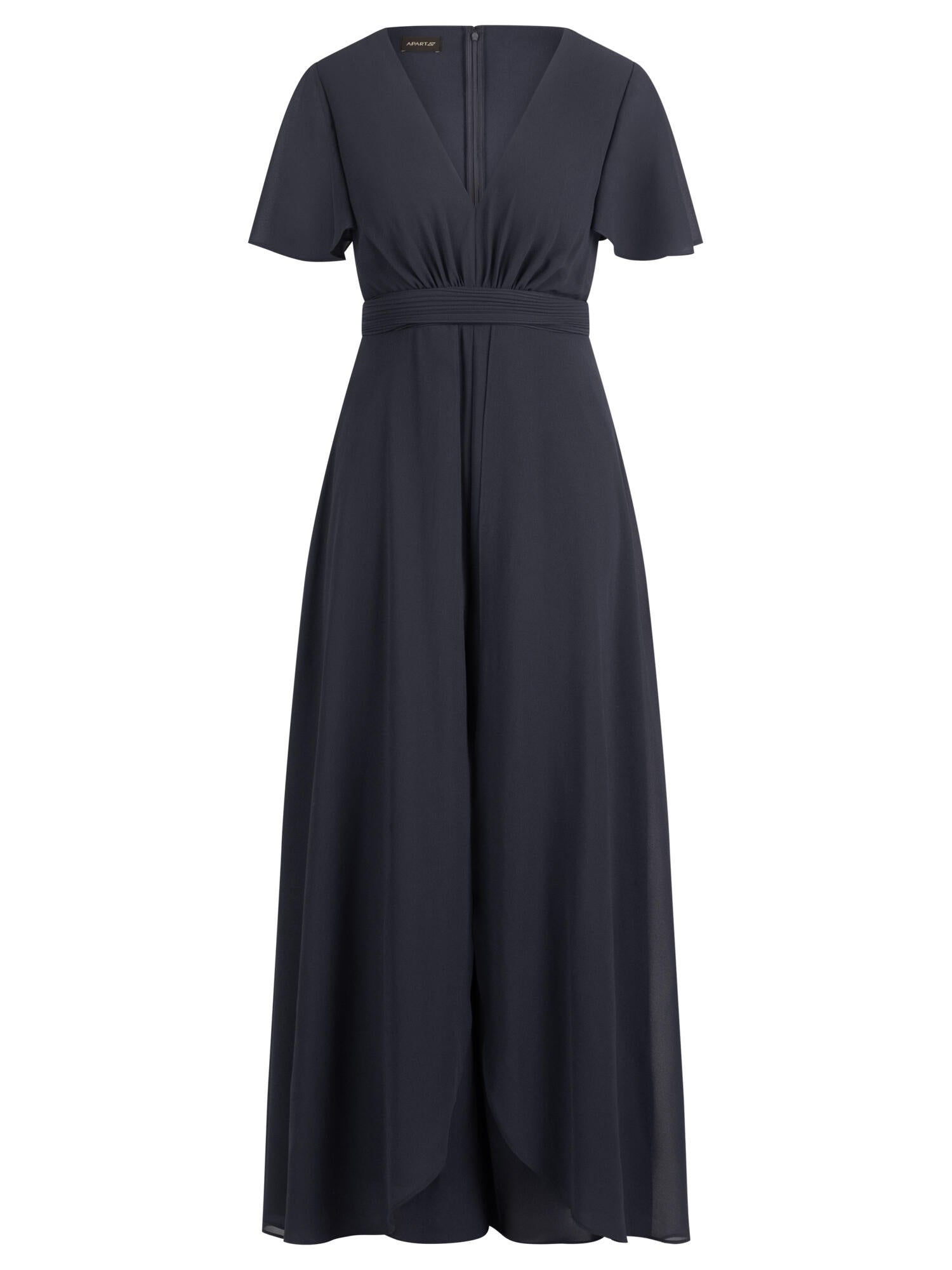 Chiffonjumpsuit Maxi mit V-Ausschnitt - nachtblau - Blau