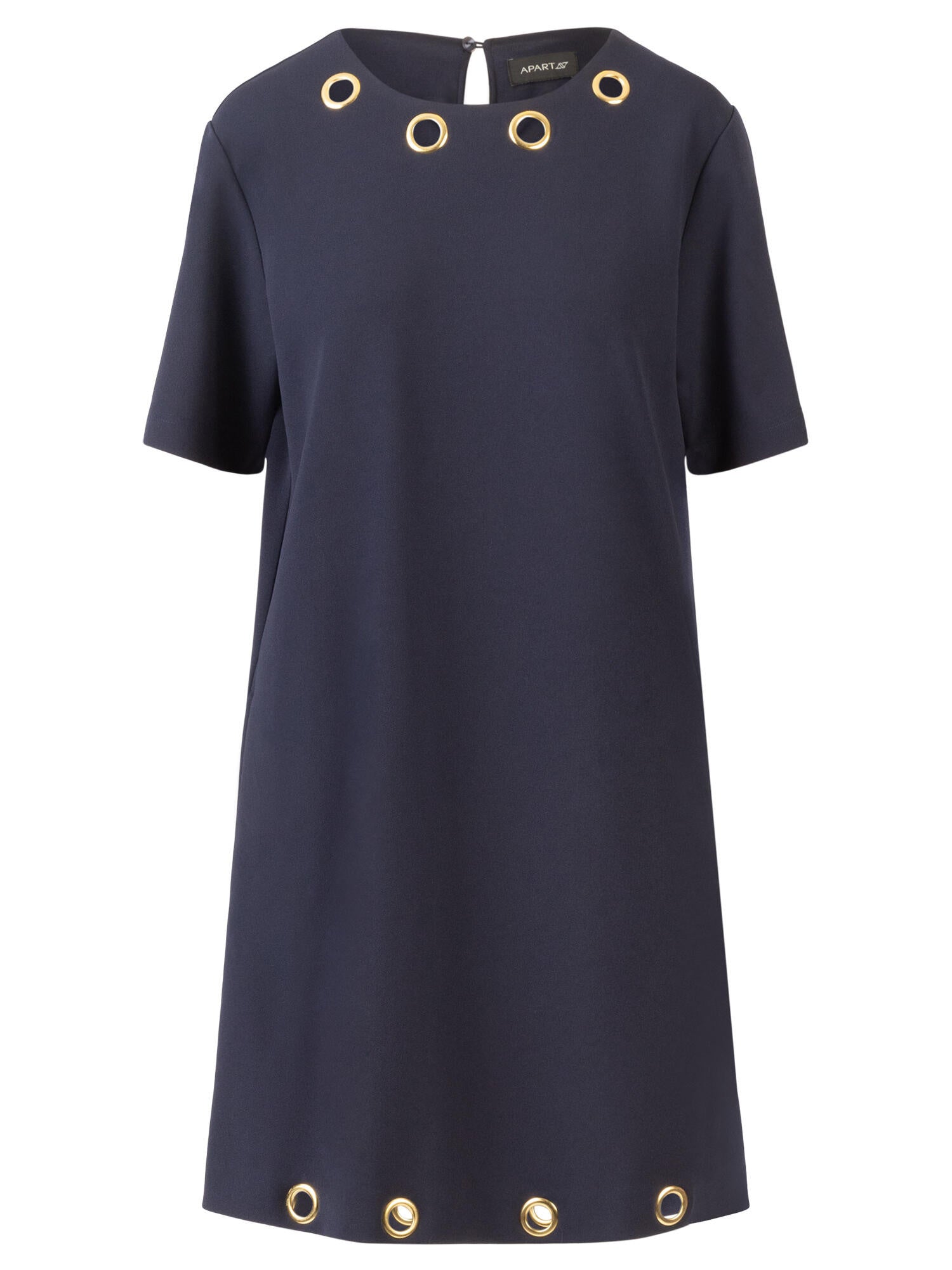 Midi-Kleid mit goldenen Ösendetails - nachtblau - Blau