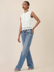 Spitzentop aus Baumwollmix - 42122 - Creme