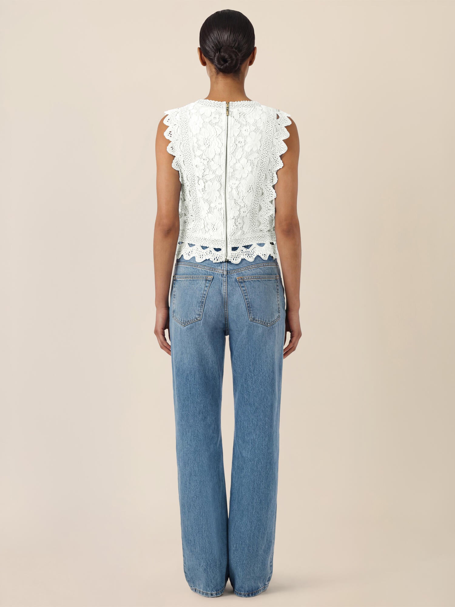 Spitzentop aus Baumwollmix - 42122 - Creme