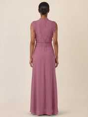 Abendkleid Maxi mit Stehkragen - 41735 - Rosa
