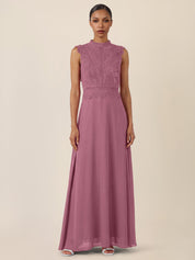 Abendkleid Maxi mit Stehkragen - 41735 - Rosa