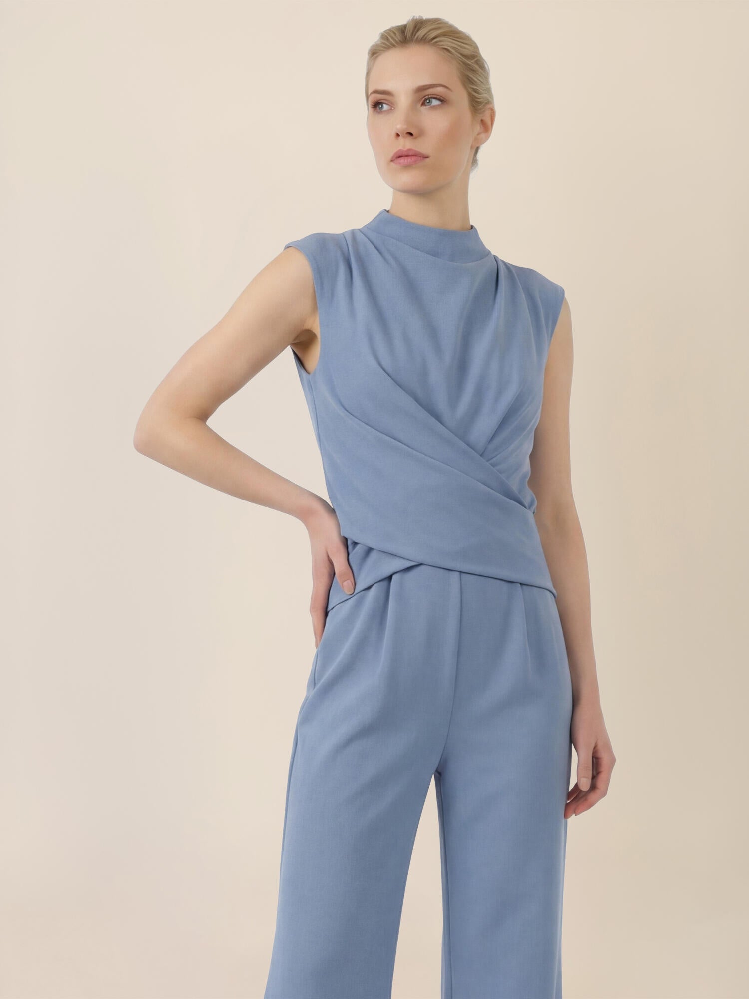 Jumpsuit Maxi mit Stehkragen - 30091 - Blau