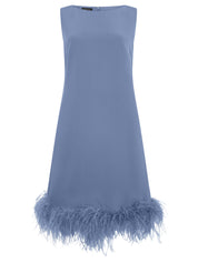 Cocktailkleid Midi mit Federn - 25941 - Blau