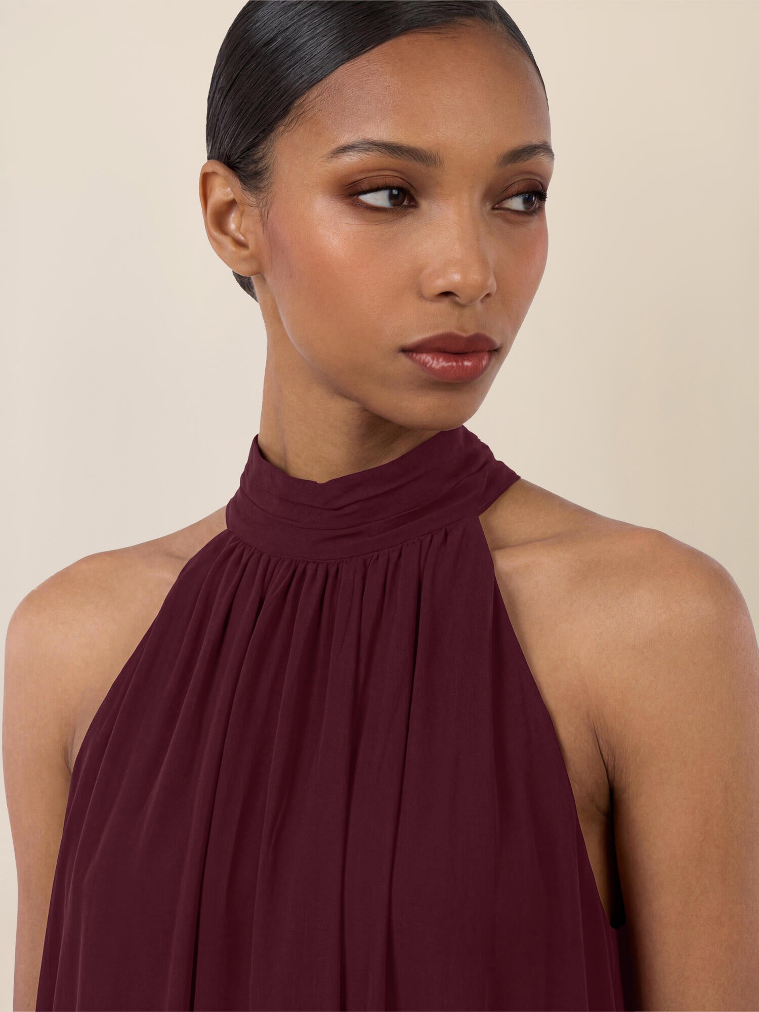 Chiffonkleid Maxi mit Stehkragen - 46134 - Rot