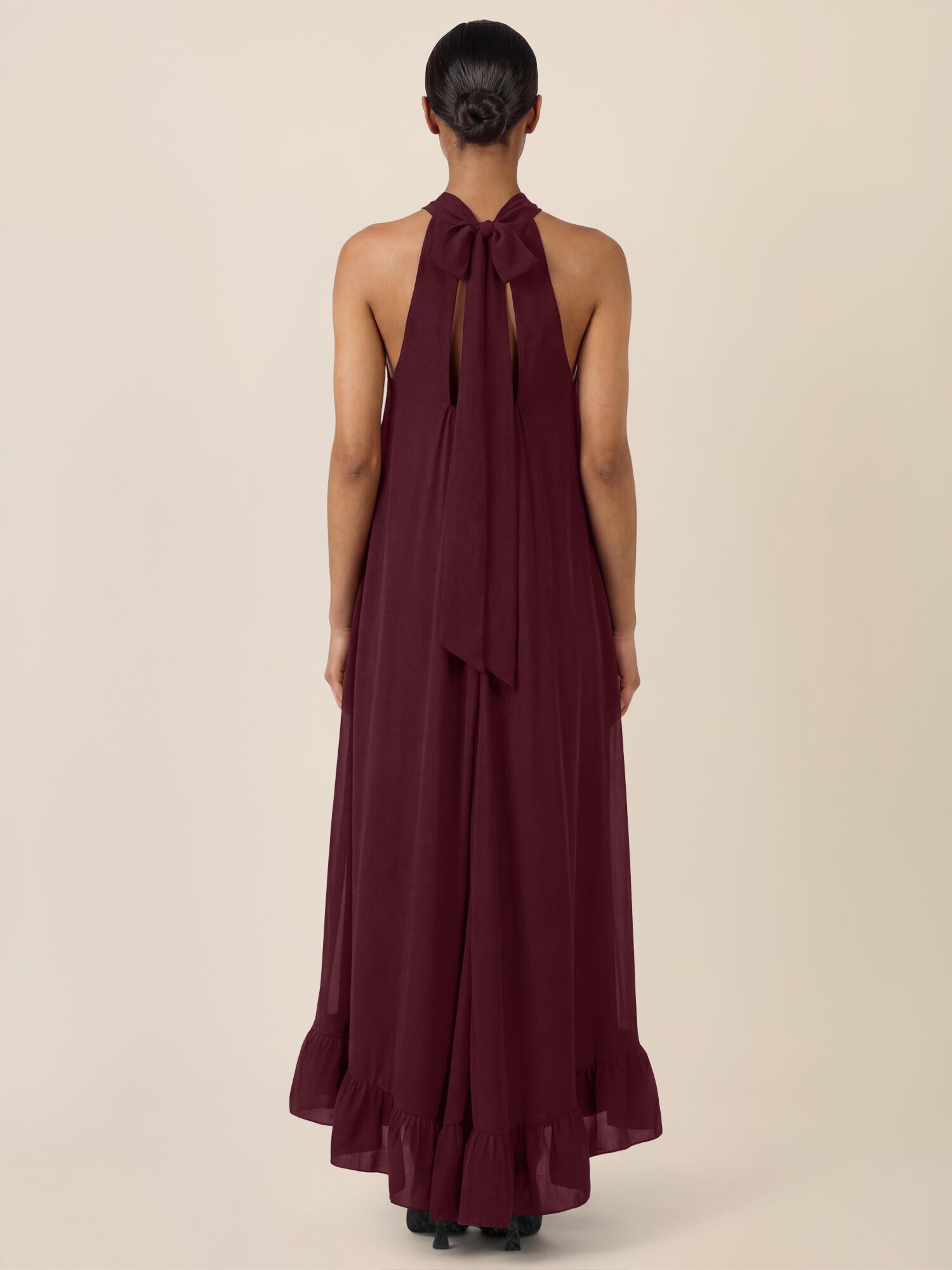 Chiffonkleid Maxi mit Stehkragen - 46134 - Rot