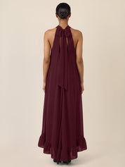 Chiffonkleid Maxi mit Stehkragen - 46134 - Rot