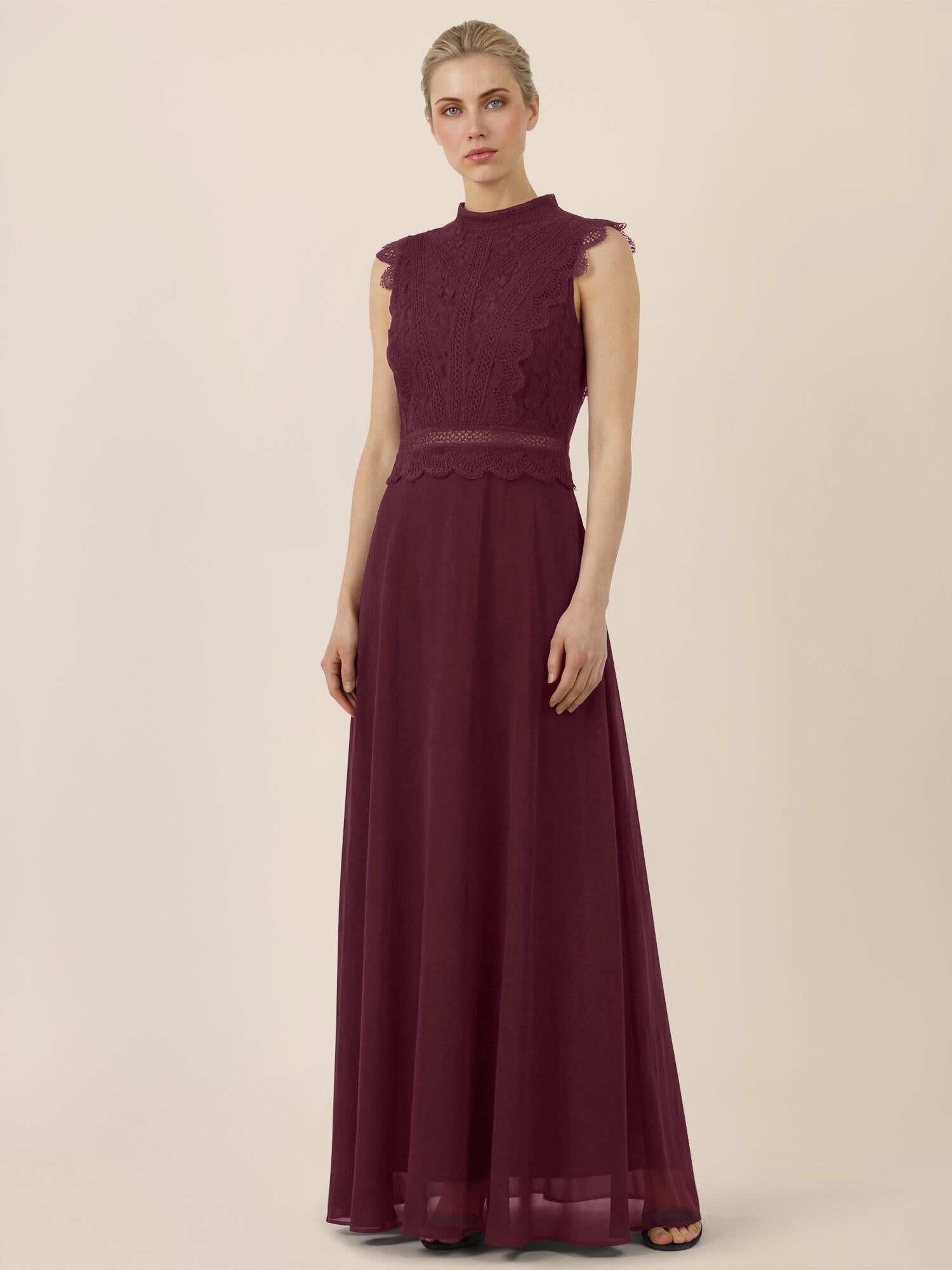 Abendkleid Maxi mit Stehkragen - 57278 - Rot