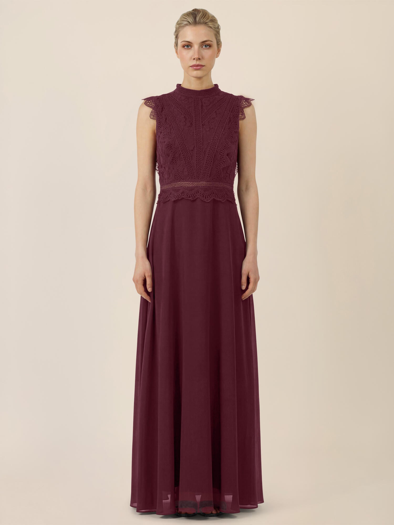 Abendkleid Maxi mit Stehkragen - 57278 - Rot