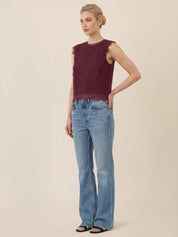 Spitzentop aus Baumwollmix - 36282 - Rot