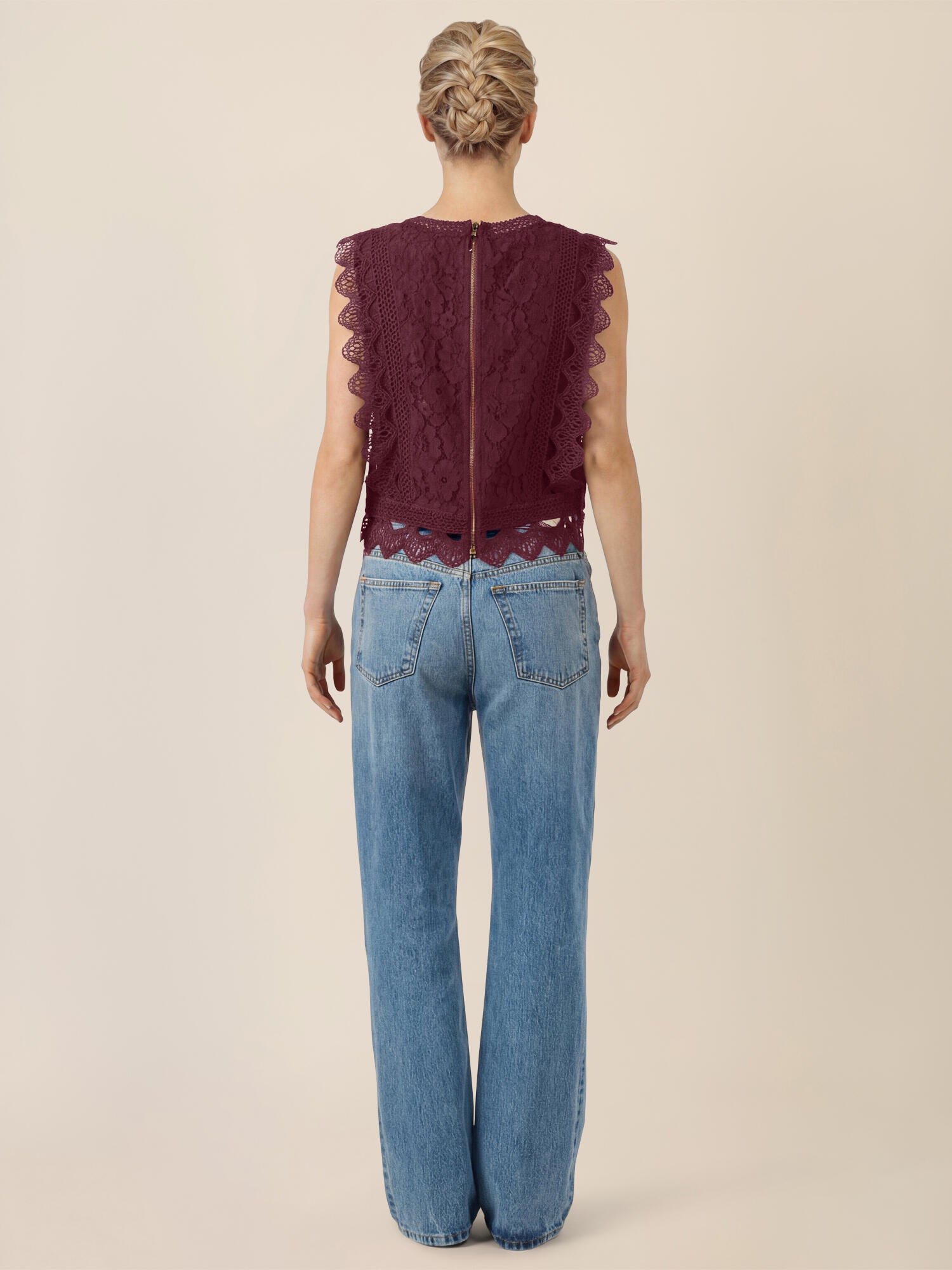 Spitzentop aus Baumwollmix - 36282 - Rot