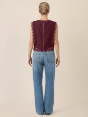 Spitzentop aus Baumwollmix - 36282 - Rot