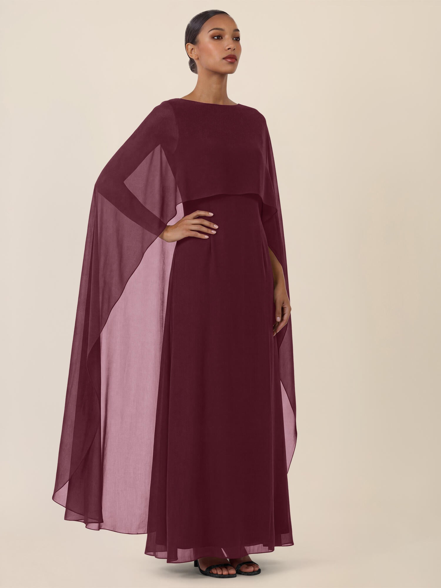 Abendkleid Maxi mit Cape - 55090 - Rot