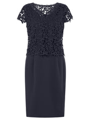 Etuikleid Midi mit Spitzenjäckchen - 32083 - Blau