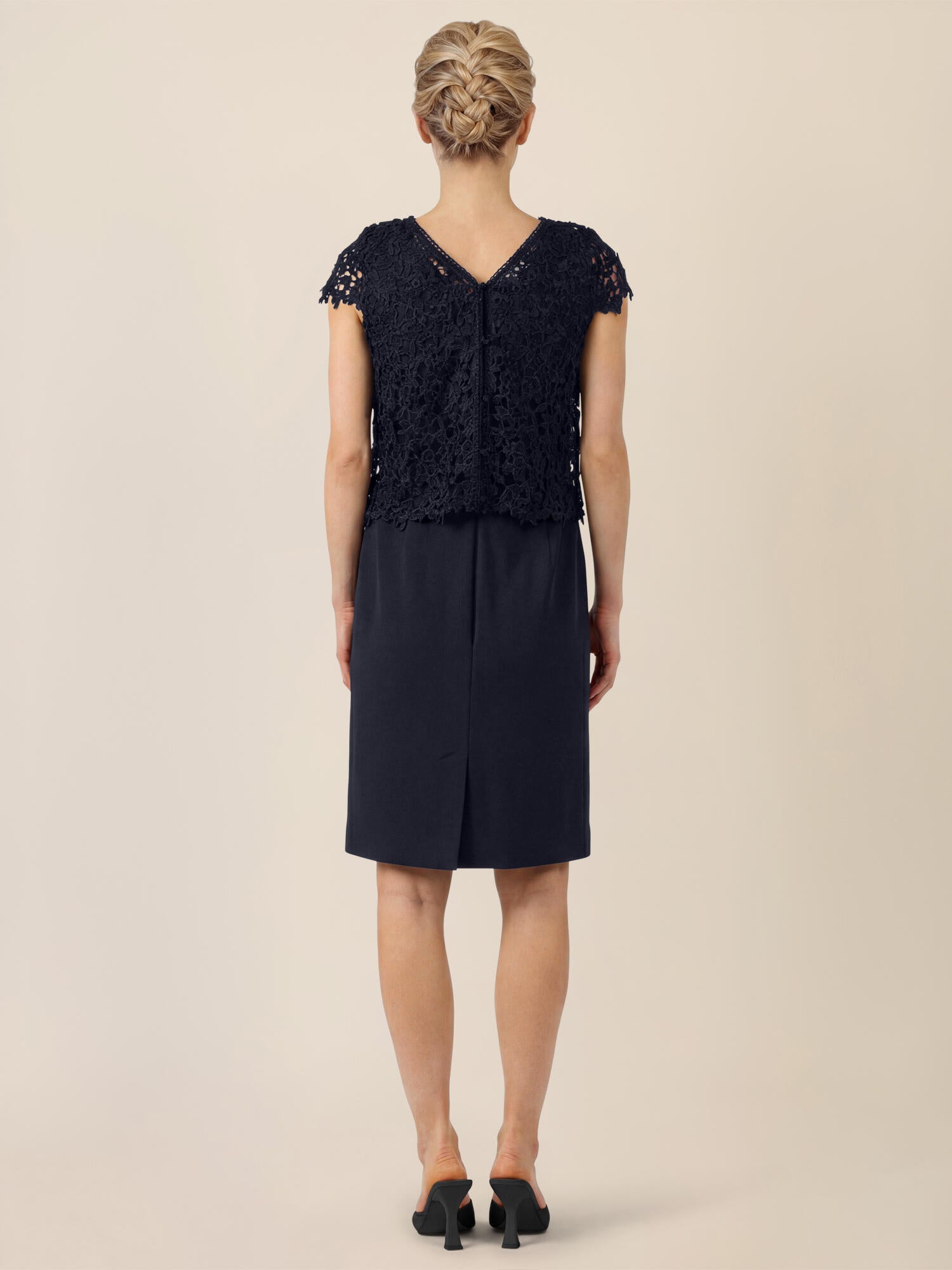 Etuikleid Midi mit Spitzenjäckchen - 32083 - Blau