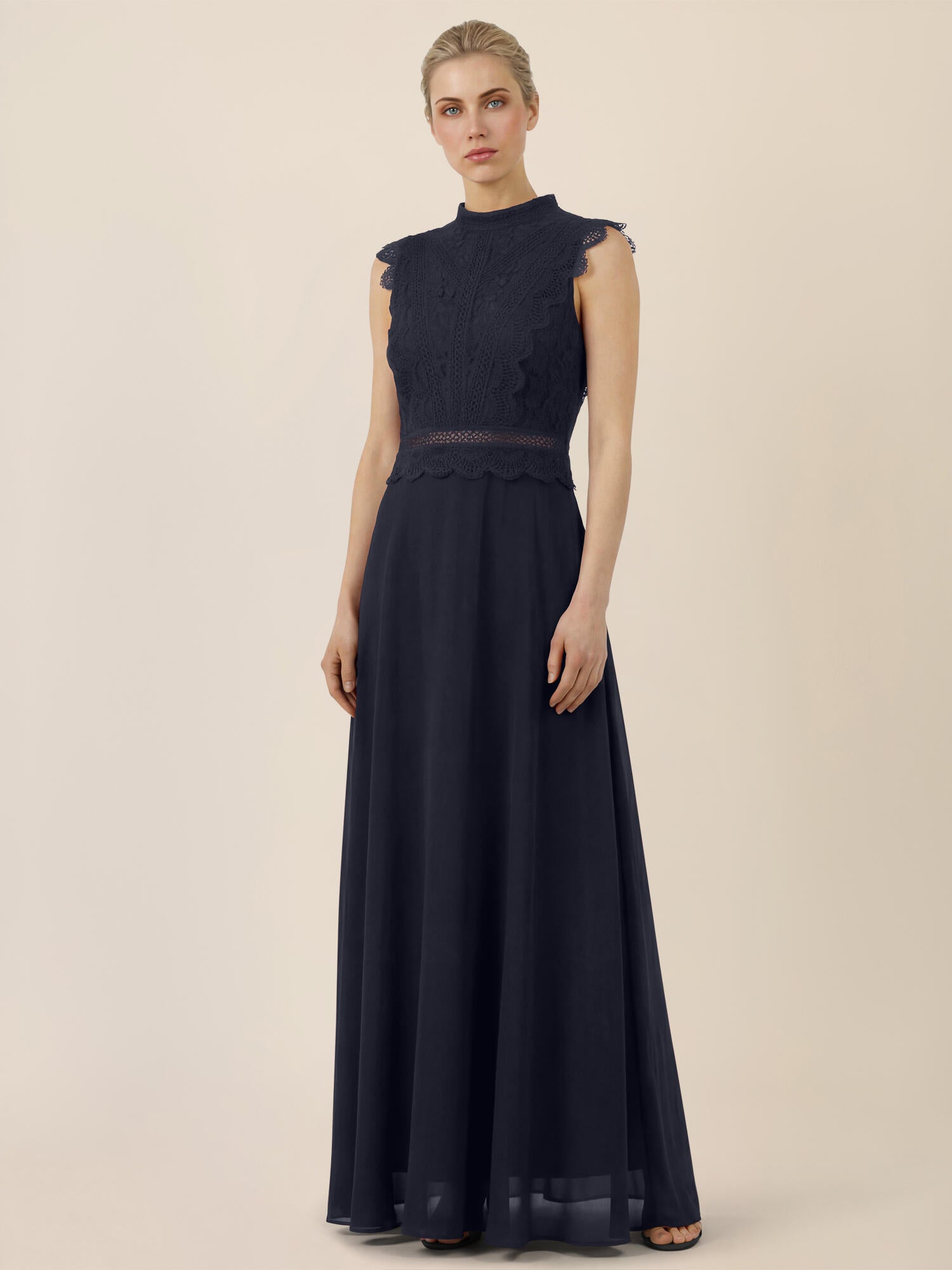 Abendkleid Maxi mit Spitze - 46172 - Blau
