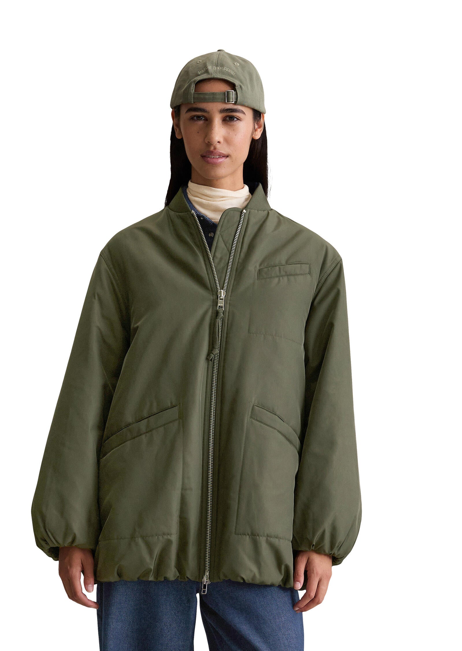 Bomberjacke overzied mit Stehkragen - 0015-Pineneedle - Khaki