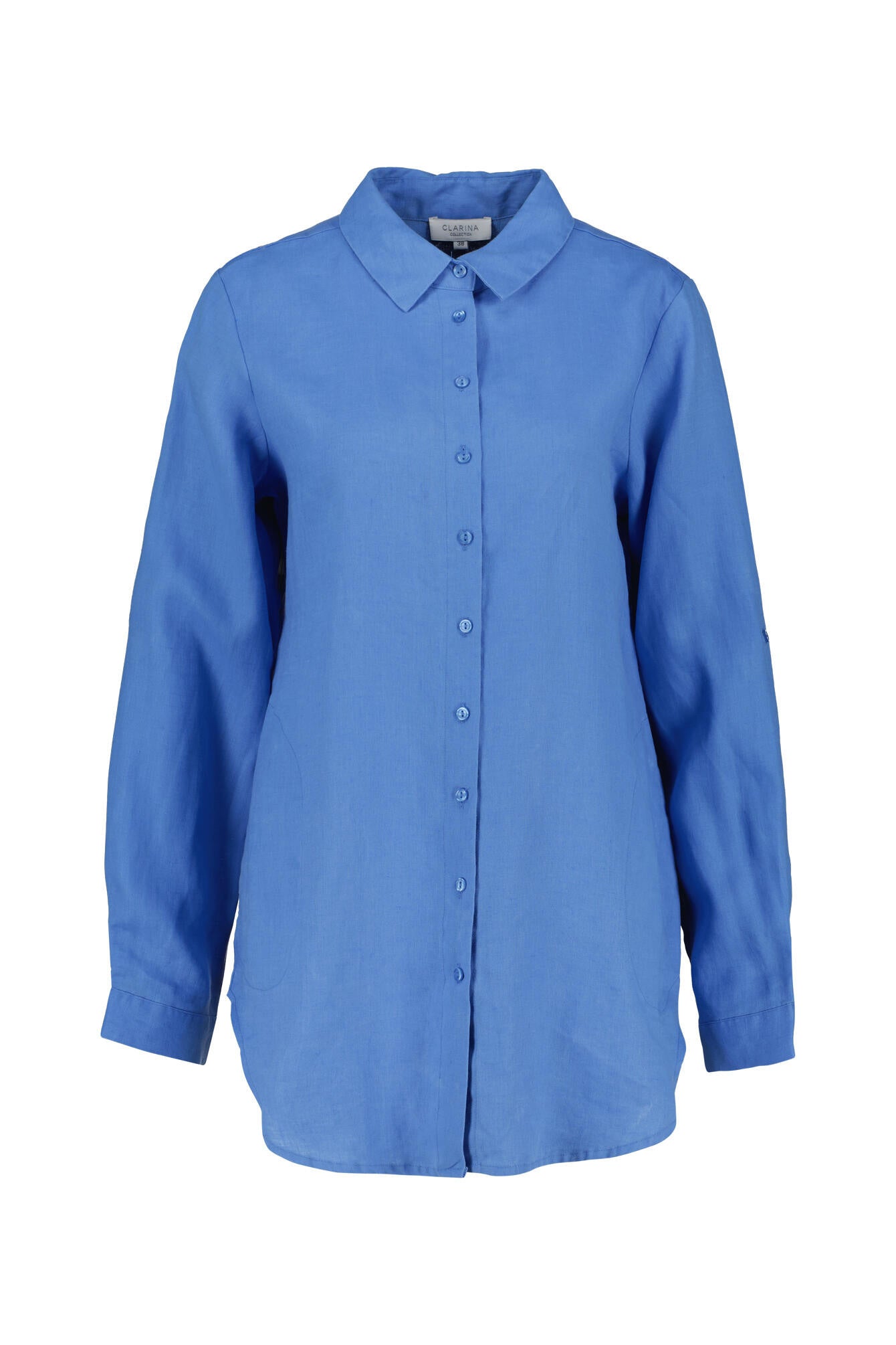 Longbluse aus Leinen - 647 AZUR - Blau