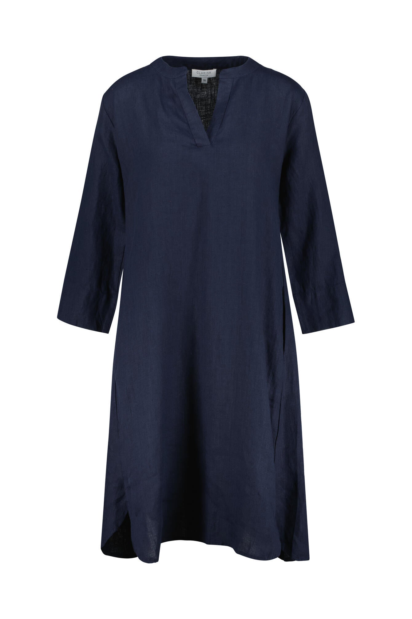 Freizeitkleid Midi aus Leinen - 623 MARINE - Blau