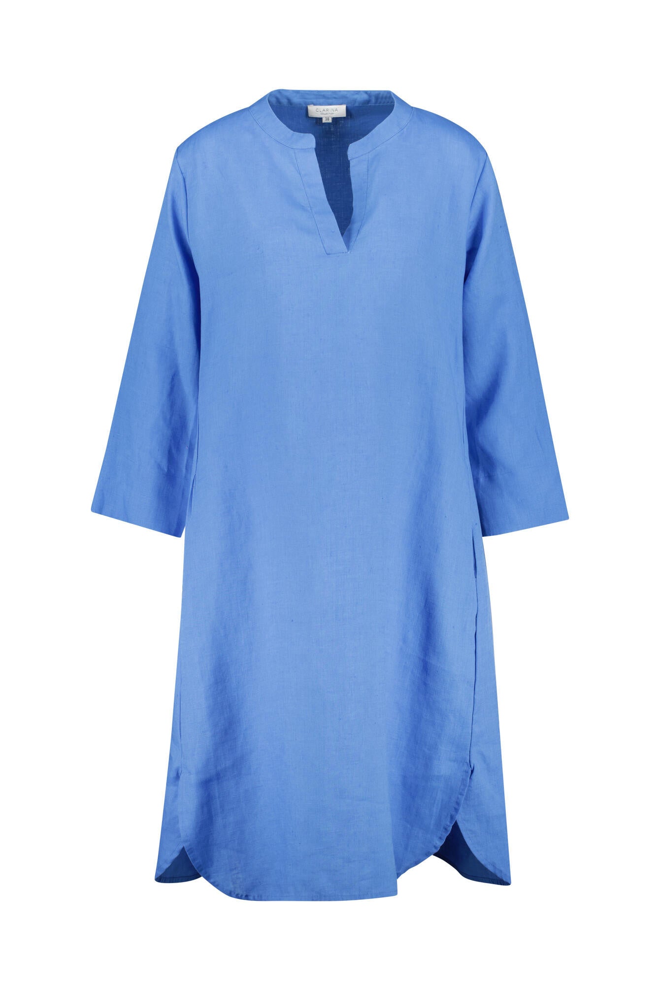 Freizeitkleid Midi aus Leinen - 647 AZUR - Blau