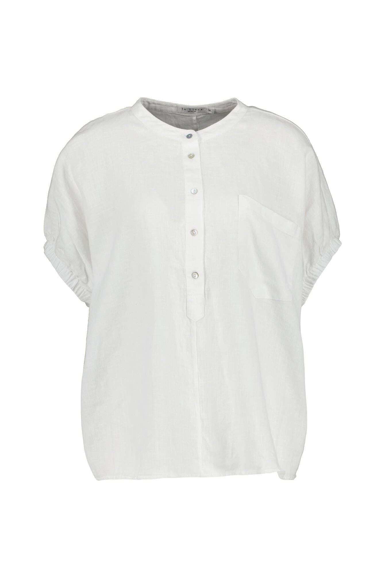 Leinenbluse kurzärmelig - 101 101 WHITE - Weiß