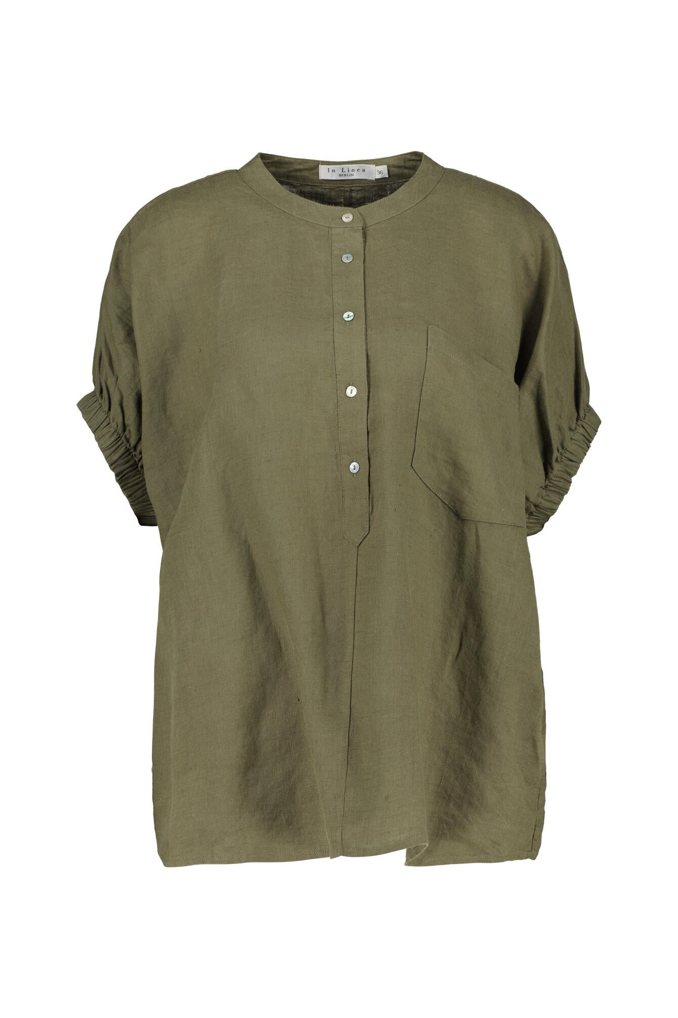 Leinenbluse kurzärmelig - 550 550 OLIVE - Grün