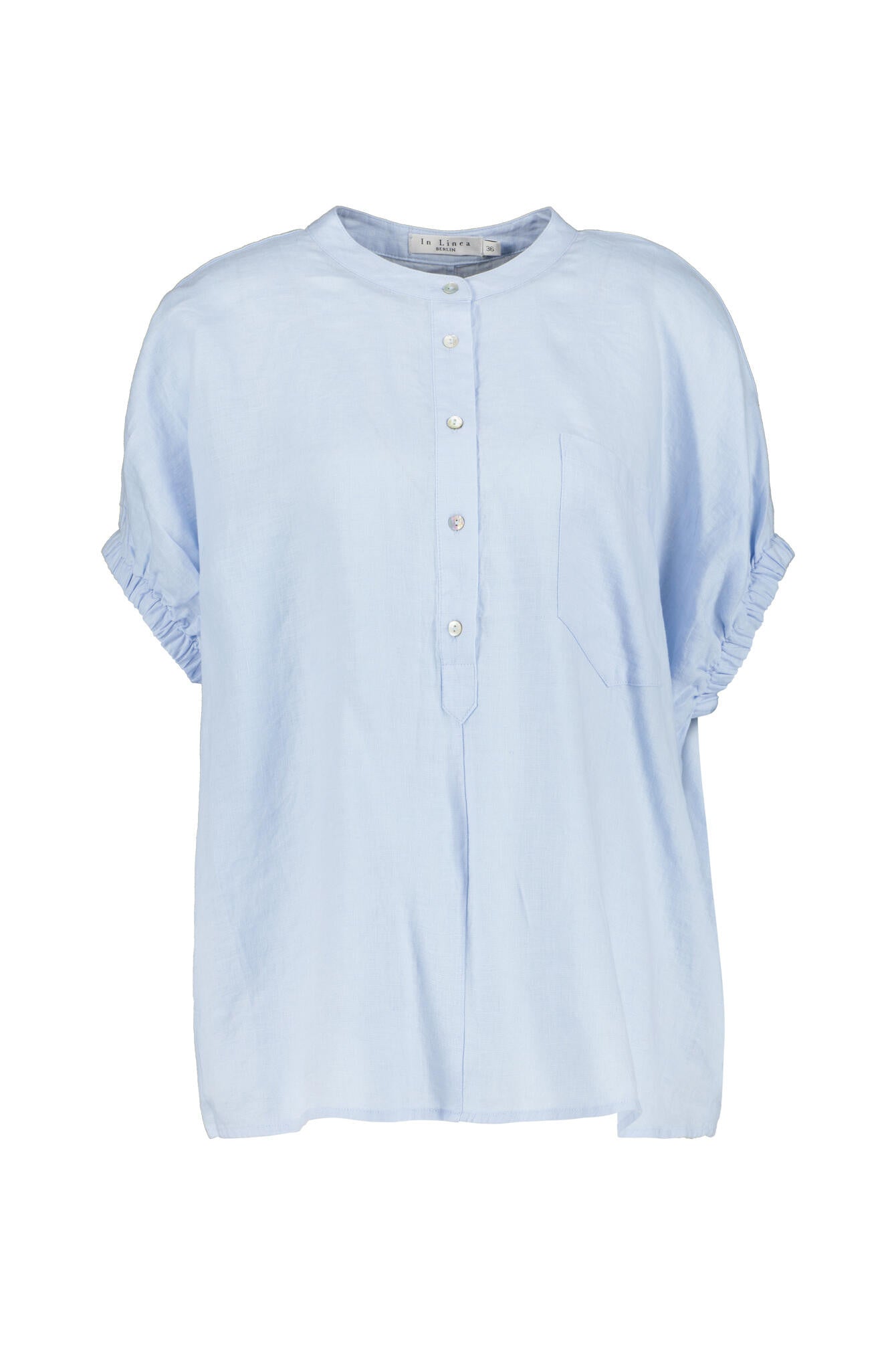 Leinenbluse kurzärmelig - 601 601 BLUE - Blau