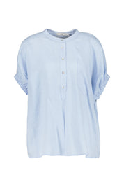 Leinenbluse kurzärmelig - 601 601 BLUE - Blau