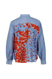 Bluse gestreift mit Backprint - 1602 - Blau