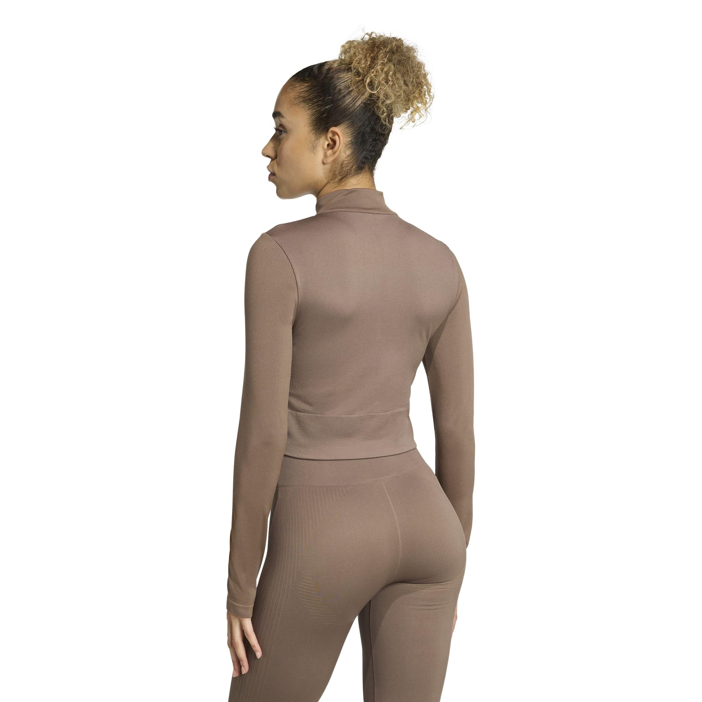 Funktionsshirt cropped mit Stehkragen - EARSTR - Braun