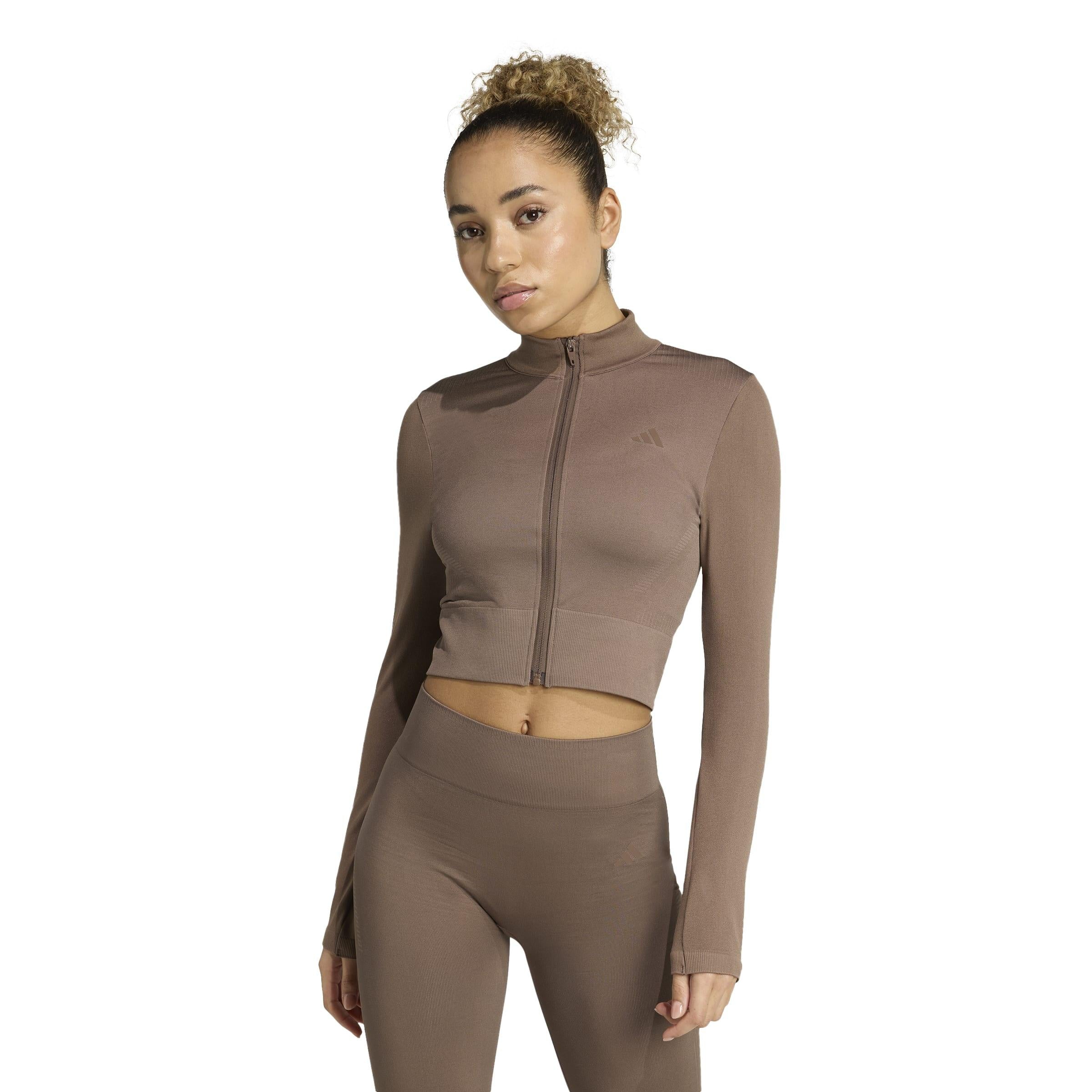 Funktionsshirt cropped mit Stehkragen - EARSTR - Braun