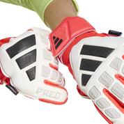 Torwarthandschuhe PREDATOR MATCH FINGERSAVE JUNIOR - WHITE/LUCRED/BLACK - Weiß | Rot