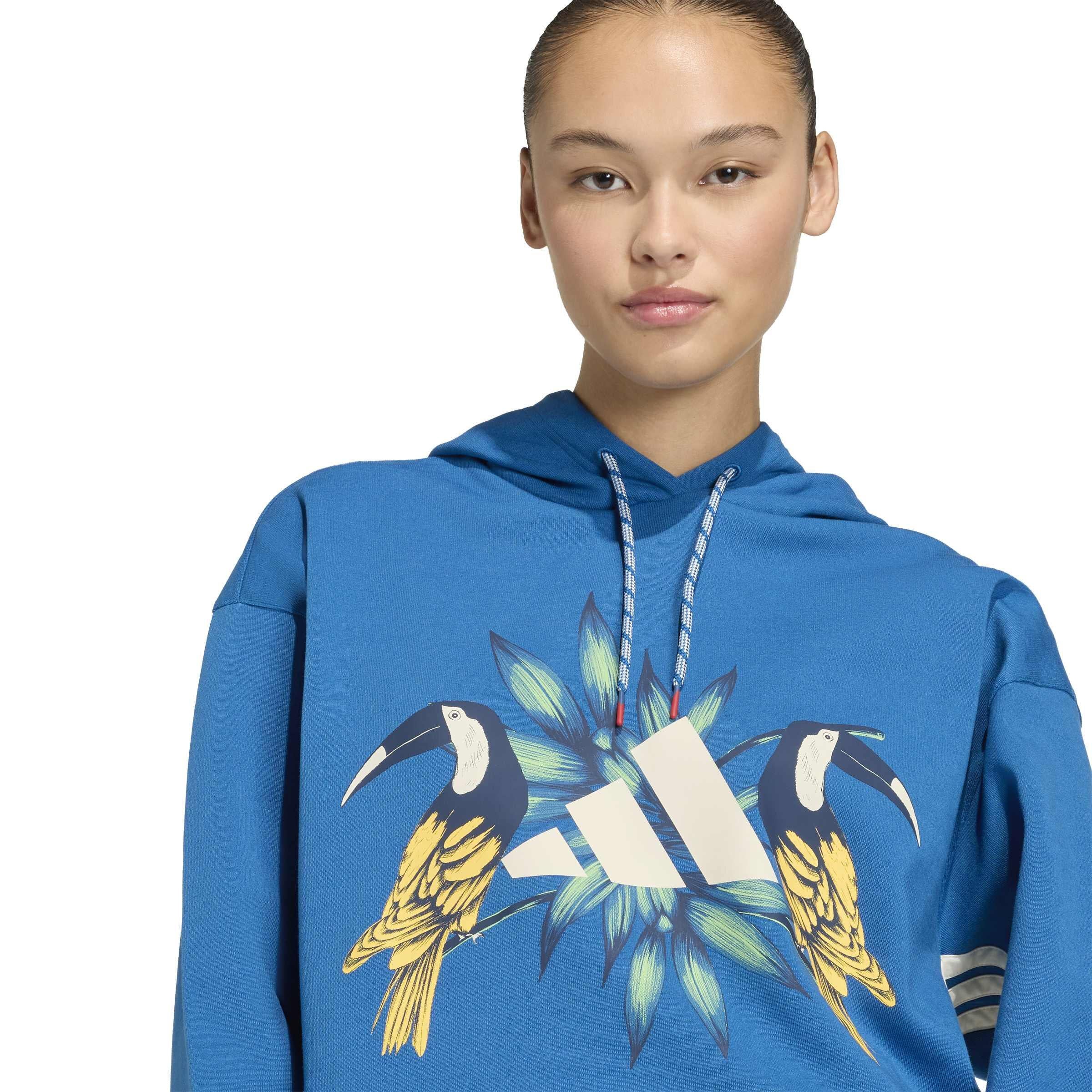 Sweathoodie ADIDAS x FARM RIO - DMARIN/CREWHT - Blau