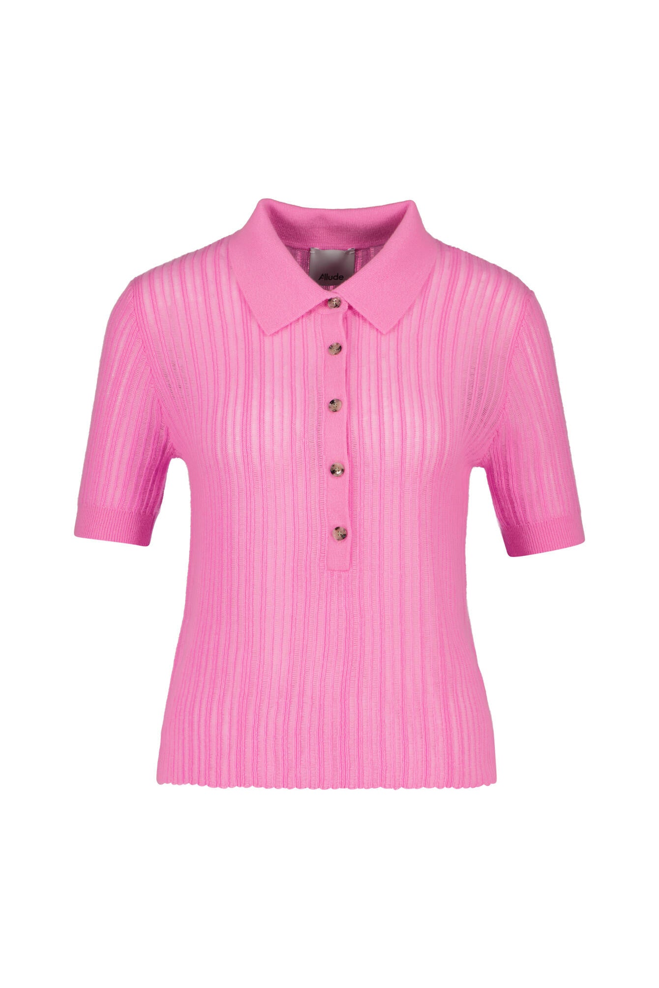 Strickpoloshirt aus Kaschmir - 62 - Pink
