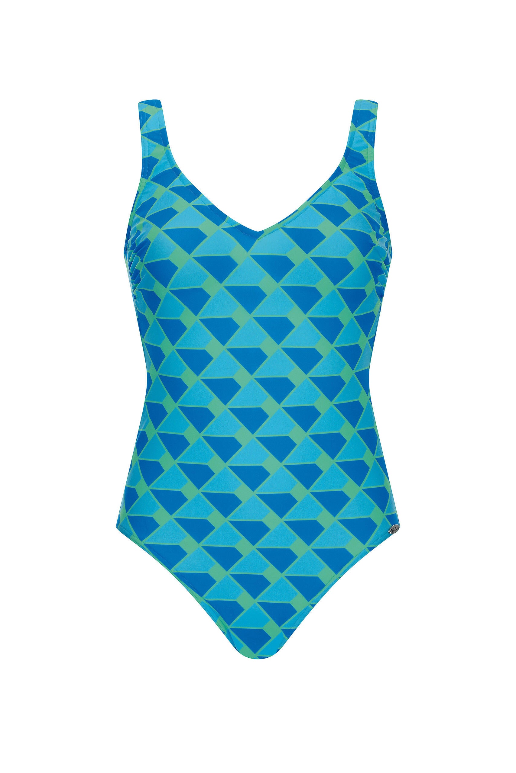 Badeanzug gemustert - 23-tuerkis - Türkis