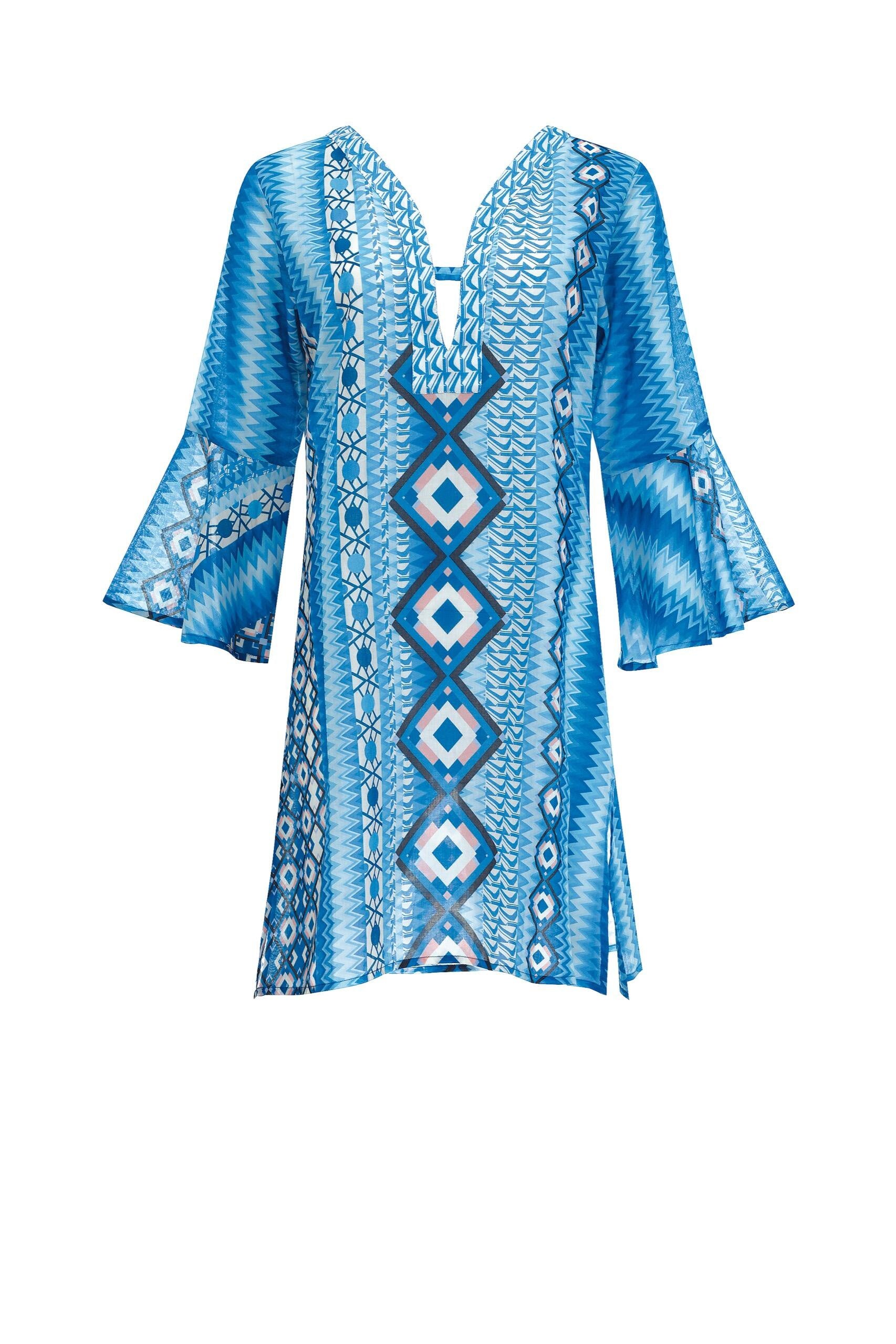 Standkleid Mini aus Baumwolle - 22-hellblau - Blau