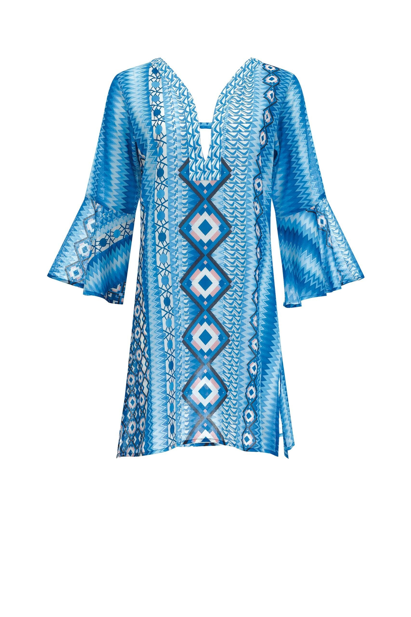 Standkleid Mini aus Baumwolle - 22-hellblau - Blau