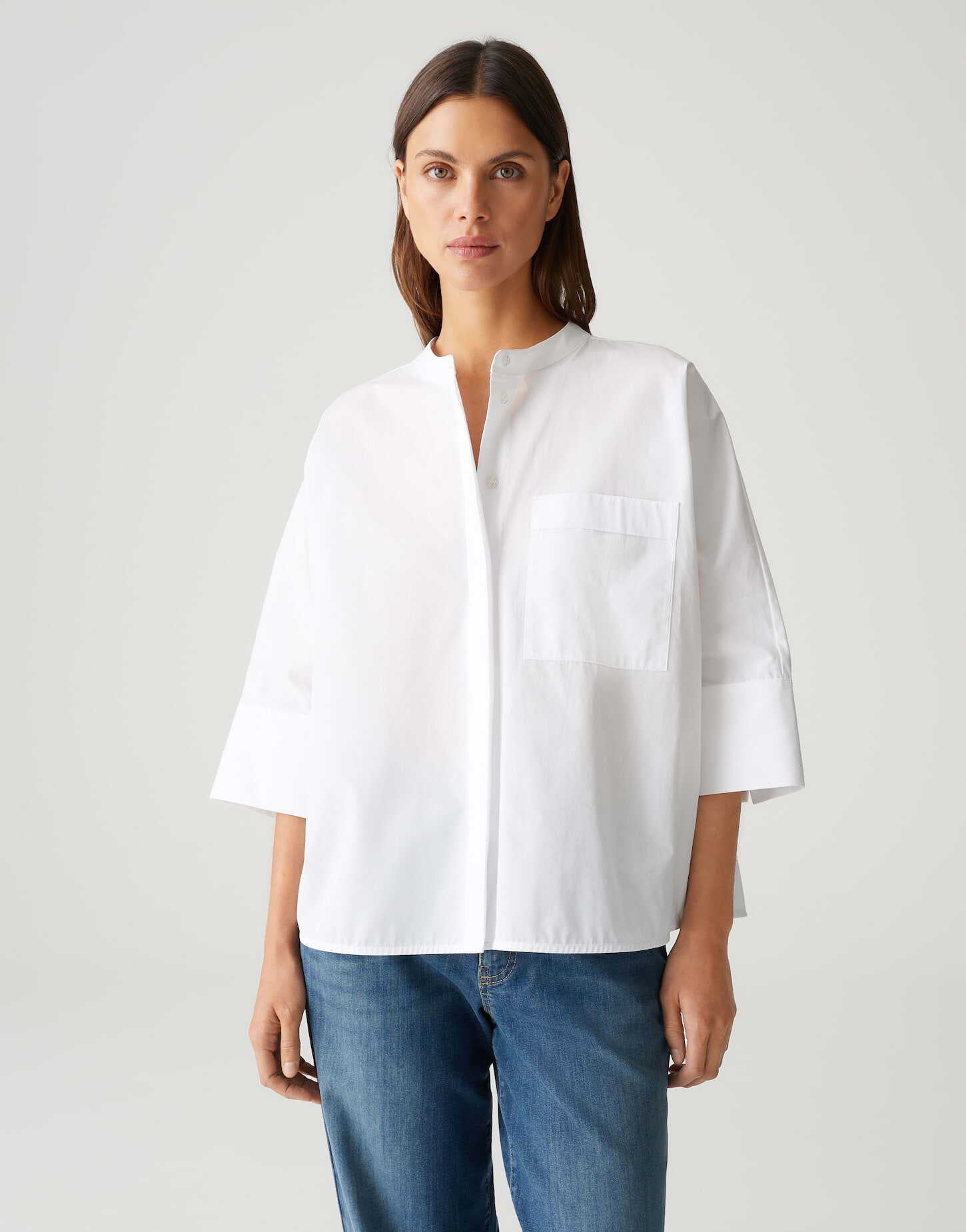 Bluse aus Baumwolle - 10-white - Weiß